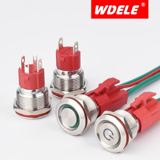 Wdele 19mm Impermeable Inicio 15A Interruptor Pulsador de Alta Corriente con Luz LED